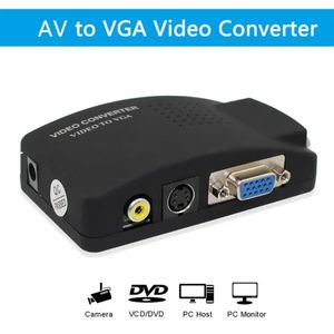 NOUVEAU 2024 BNC TO VGA VIDEO VIDEO CONVERTER AV TO VGA CVBS S Entrée vidéo sur PC VGA Out Adapter Converter Interrupteur Box pour PC MACTV CAME DVD DVRFOR