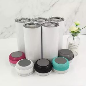 NUEVO 20 oz sublimación Bluetooth vaso vaso de altavoz recto 5 colores audio Taza de música de acero inoxidable Taza creativa de doble pared con tapas