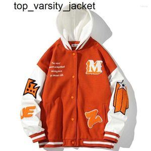 Nouveau 23ss Hommes Vestes Lâche À Capuche Varsity Hommes Femme Automne Hiver Motif Broderie En Cuir Manches Surdimensionné Baseball Femmes Hommes Letterman Veste