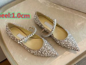 Nouveau 23ss expédition 6.5cm 8.5cm talons en cuir pointu perle marque de mode talons chaussures plates en cuir fête de mariage femmes chaussures talons