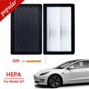 Nouveau 2 pièces filtre à air pour Tesla modèle 3 modèle Y 2022 HEPA filtre à air à charbon actif climatiseur filtre élément de remplacement