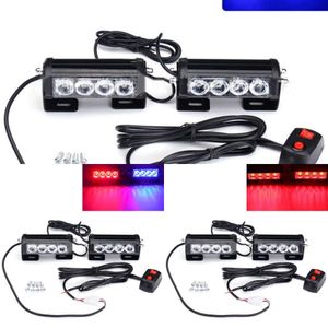 Nouveau 2x4 8led stroboscope de police lumineux 12V pour les lampes d'avertissement d'urgence Alarme de voiture Lampe de poche rouge ambre bleu