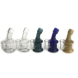 Nouveau 3,5 pouces 10mm 14mm Mini Bongs d'eau en verre avec épais Pyrex coloré main fumer bécher recycleur Dab Rigs Bong pour tuyaux