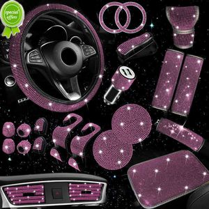 Nouveau 30 pièces femmes voiture accessoires ensemble Bling volant couverture engrenage frein à main couverture épaule accoudoir Pad chargeur Vent décor bande