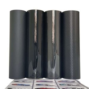 New 3D Carbon Fiber Vinyl Wrap Film Glossy Black Matte Black Self Adhesive Vinyl Car Wrap Foil Sticker Console Computer Laptop Skin