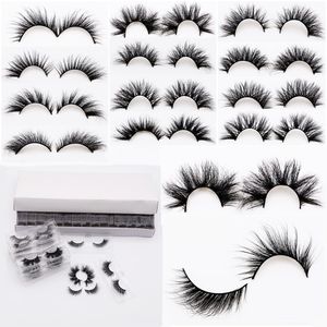 100% Réel 3D Vison Cheveux Cils Gros Biseau Style Faux Cils Naturel Croix Épais Dramatique Long Fluffy Cils Extension Volume Faux Cils Maquillage