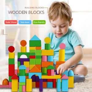 Nuevo 40 unids/set de bloques de construcción de madera grandes y seguros, bloques educativos para edades tempranas, juguetes de construcción coloridos, juguetes de aprendizaje para niños