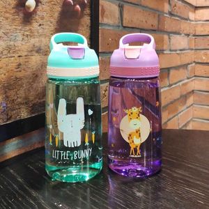 Nouvelle bouteille d'eau pour enfants de 450 ml avec paille sans BPA pour enfants bouilloire à boire en plastique sain tasse d'école Portable Botella De Agua Gourde