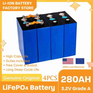 Nouveau 4PCS 3.2V 280AH LIFEPO4 Batterie rechargeable Lithium Fer Phosphate Packs Solar Batteries for RV Yacht