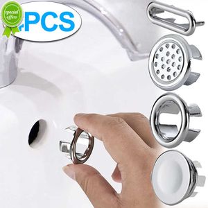 New 4PCS Round Sink Overflow Cover Ceramic Wash Basin Overflow Rings Kitchen Bathroom Basin Trim Hollow Hole Bath Sink Overflow Caps
