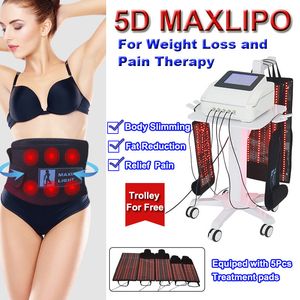 Nueva máquina láser láser roja 5D Máxlipo 650 nm 940 nm Grasa Burno Pérdida de peso Desmontaje Equipo de dolor de dolor con 5 almohadillas