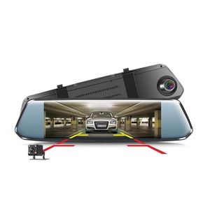 Nouveau 7 voiture dvr écran incurvé flux rétroviseur dash cam full hd 1080 caméra d'enregistrement vidéo de voiture avec 2 5d verre incurvé2749