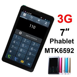 Phablet de 7 pulgadas MTK6592 Duad Core 3G WCDMA Llamada telefónica Tablet PC Android 4.4 Dual SIM Webcam Wifi Bluetooth GPS MID 512MB 4GB DHL gratis