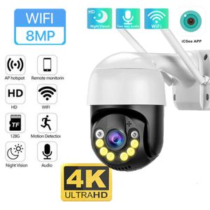 Nuevo 8MP 4K cámara PTZ con WiFi 5MP H.265 cámara IP inalámbrica para exteriores AI detección humana P2P Video vigilancia CCTV iCSee APP 8