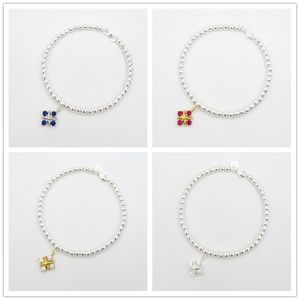 NOUVEAU 925 Chaîne à billes en argent Croix 4 diamants Bracelet de luxe Perlé Charme Brins Bracelets Femmes Hommes Bijoux fins Bracelets pour petite amie amour Coffret cadeau retour tiff