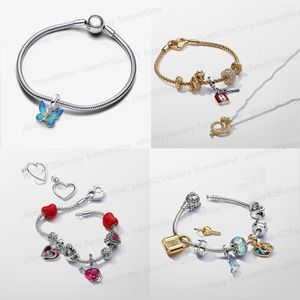 Nouveaux bracelets de créateurs en argent 925 pour femmes, cadeau de petite amie, bricolage, bracelet Pandora, boucles d'oreilles, ensemble de colliers, année chinoise du dragon, bijoux avec boîte, vente en gros