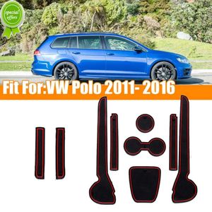 Nouveau 9 pièces en caoutchouc coussinets de porte de voiture anti-dérapant tasse tapis voiture intérieur Absorption des chocs décor tampons accessoires pour Volkswagen Polo 2011- 2016