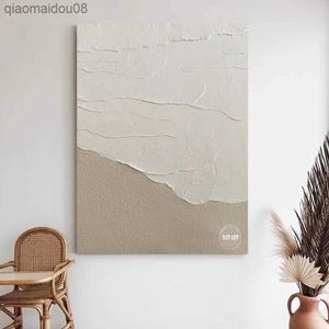 Nowy abstrakcyjny teksturowany nóż obraz olejny grube płótno akrylowe dekoracje ścienne ozdoby do domu dekoracyjny biały obraz grafika Unframed L230704