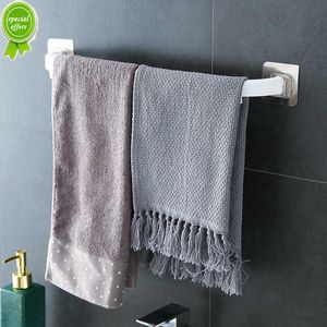 New Adhesive Towel Rack Bathroom Towel Bar Shelf Wall Mounted Towels Hanger Toilet Suction Cup Holder Kitchen Bathroom Organizer