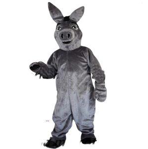 Nouveau Adulte réaliste léger gris âne mascotte Costume personnalisé fantaisie costume thème déguisement