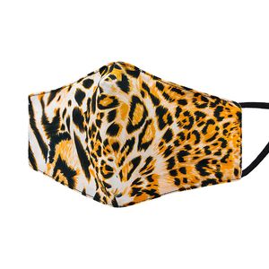 Masques en coton lavable à trois couches pour adultes hiver résistant au froid masque en tissu anti-poussière imprimé léopard
