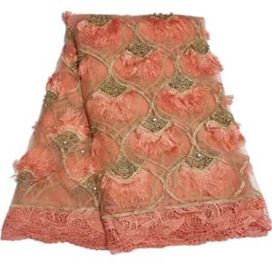 Nouveaux tissus de dentelle à guipure africaine Red Red High Quality Nigérian Swiss Voiile en Suisse en dentelle en tulle nette 2,5 yards pour le mariage