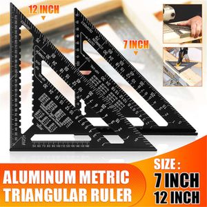 Nueva regla Triangular de aleación de aluminio, regla de medición de marco de inglete de doble escala para herramientas de trabajo con madera para carpintero, transportador cuadrado