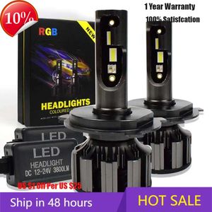 Nueva aplicación Bluetooth Control RGB faro LED de coche luz de Color cambiable H1 H3 H8 H9 H11 9005 9006 lámpara de cabeza automática LED H4 bombillas led H7