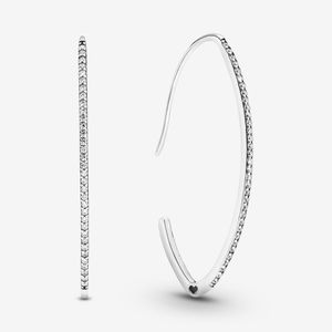 100% 925 Sterling Silver Ovale Sparkle Hoop Boucles D'oreilles De Mode Femmes De Mariage De Fiançailles Bijoux Accessoires Pour Cadeau