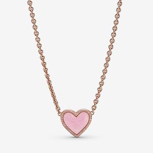 100% 925 plata esterlina rosa corazón corazón collier collar de moda moda mujer compromiso joyería accesorios