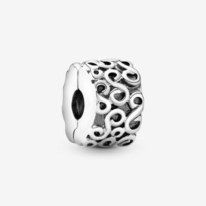 100% 925 Sterling Silver Swirl Clip Charms Fit Original Bracelet à breloques européen Mode Femmes Mariage Fiançailles Bijoux Accessoires