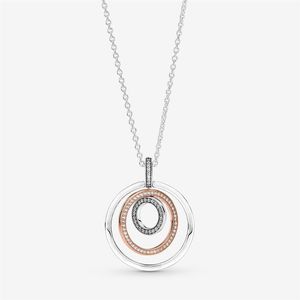 Nueva llegada 100% 925 Circles de plata esterlina dos tonos Collar colgante Joyas de moda Making for Women Gift277t