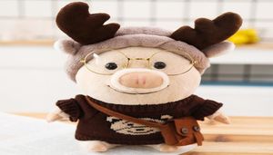 Nouveauté enfants Ins mignons animaux en peluche jolie poupée de cochon à capuche avec des lunettes et un sac enfants en peluche jouet pour fête d'anniversaire Gif7132442