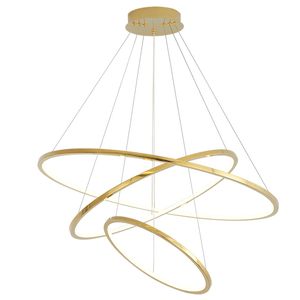Recién llegado, lámpara colgante de anillo regulable, círculo chapado en oro, estilo Simple, lámpara colgante para sala de estar, hogar, comedor, luminaria Art Deco