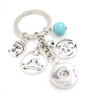 Nouvelle Arrivée DIY Interchangeable 18mm Snap Bijoux Snap Porte-clés Bouddha Yoga Porte-clés Sac Charme Snaps Porte-clés pour Yoga Amant Cadeaux