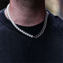 Nouveauté Hip Hop bijoux pour hommes en acier inoxydable lien cubain Bracelet collier de perles pour homme