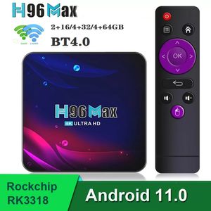 H96 Max V11 Rockchip RK3318 Android 11.0 TV Box 2 GB + 16 GB 4 GB + 32 GB/64 GB Met 2.4G + 5G Wifi BT4.0 PK HK1 X96 Smart Dozen