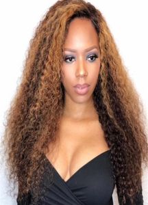 Nouvelle arrivée Kinky Curly 150 densité Two Tone Color Human Hair Wig 1BT30 Ombre Lace Front Wig Virgin Brésilien Brésilien Full Lace Wig3698039