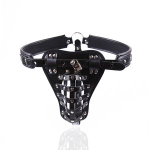 Male Chastity Devices Penis lock Black Leather Bondage shorts para hombres Producto para adultos