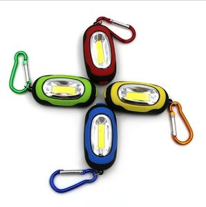 Nueva llegada Mini llavero portátil antorcha de bolsillo 3 modos COB luz LED linterna lámpara Multicolor mini-antorcha con batería de botón