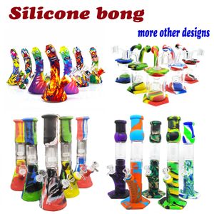 Silicona Bongs Percoladores Perc tuberías de agua de vidrio shisha hookah Bong percolador tubo Con Bowl banger dab rigs