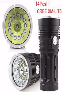 Nouveau arrivée Super 34000lm 14x XM-L T6 Torche de lampe de poche LED 4x 18650 lampe lumineuse de chasse 14 PCS XM-L T6 TORCH Light3763633