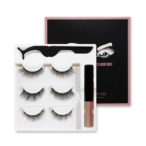 New Arrival Thick Natural Magnetic False Eyelashes Soft & Vivid Reusable Hand Made Five Magnets Fake Lashes Eyelash Extensions with Liquid Eyeliner Tweezer