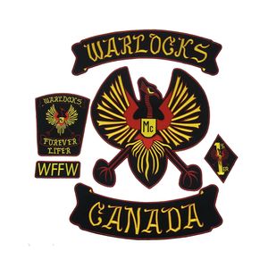 NOUVELLE ARRIVÉE WARLOCKS Moto Patch 1% Biker Rider Vest MC Patch Brodé Fer Sur Le Dos De La Veste Patch G0434 Livraison Gratuite