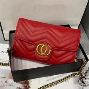 Moda mujer bolso de hombro diseñador mujer Sling rojo femenino Hit Color bolsos Mini mensajero Satchel bolso bandolera con cadena