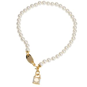 Nueva llegada mujeres Saturn Lock colgante collar perla cadena órbita collar moda joyería accesorios oro plata