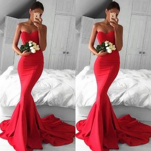 Nouveautés 2018 sirène longue robes de soirée robes de soirée décolleté en coeur queue de poisson tribunal train rouge robe de bal robes de soirée