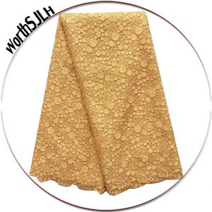 Nouveautés perles Guipure dentelle tissu suisse jaune or mariages Tulle Net africain dentelle tissu 2023 haute qualité 5 Yard293q