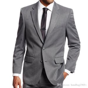 Nuevas llegadas Dos botones Gris Ventilación lateral Novio Esmoquin Muesca Solapa Padrinos de boda Best Man Blazer Trajes de boda para hombre (chaqueta + pantalones + corbata) D: 353