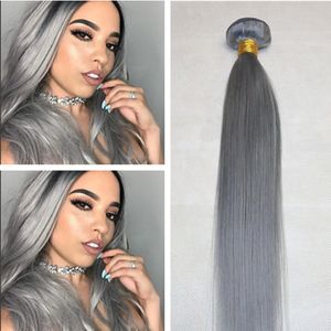 New Arrive 9A Grade Malaysian Straight Grey Hair Weave Silver Gray Human Hair Extensions Grey Virgin Hair No Tangle No Shed